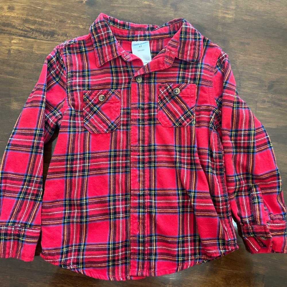 Red Plaid Toddlers Flannel Shirt